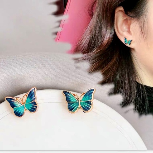 Jewelry - Enamel Butterfly Stud Earrings